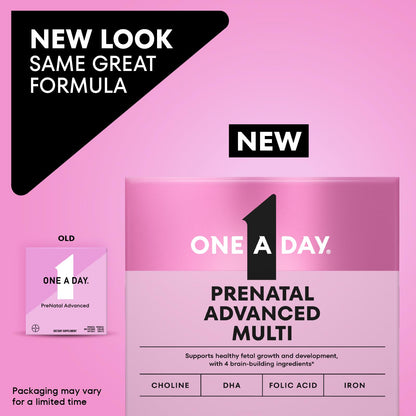 One A Day Prenatal Advanced - Brain-Builder Vitamins with Choline, DHA, Folic Acid, Iron (120 Ct)