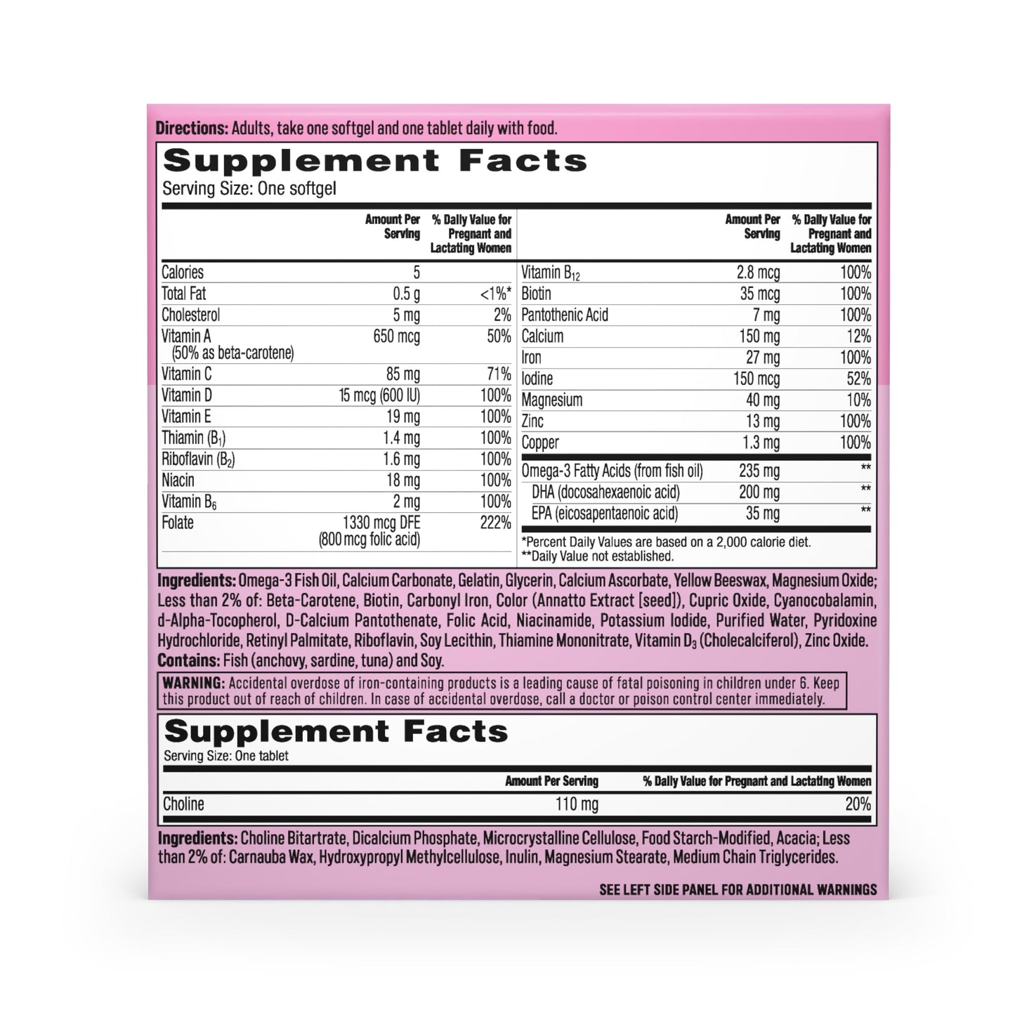One A Day Prenatal Advanced - Brain-Builder Vitamins with Choline, DHA, Folic Acid, Iron (120 Ct)
