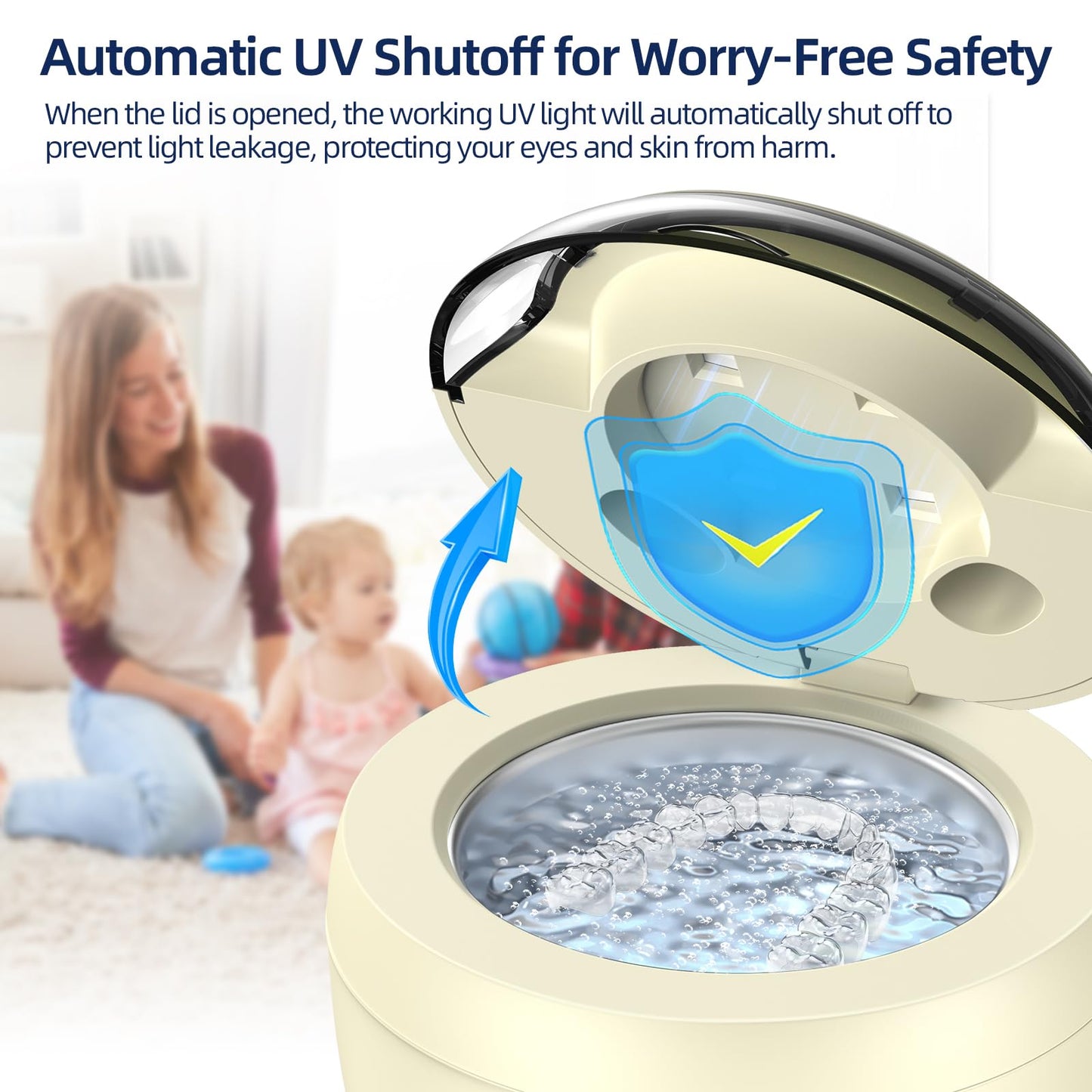 Ultrasonic Retainer Cleaner 200ml, 45kHz, 4 Modes, Light Yellow
