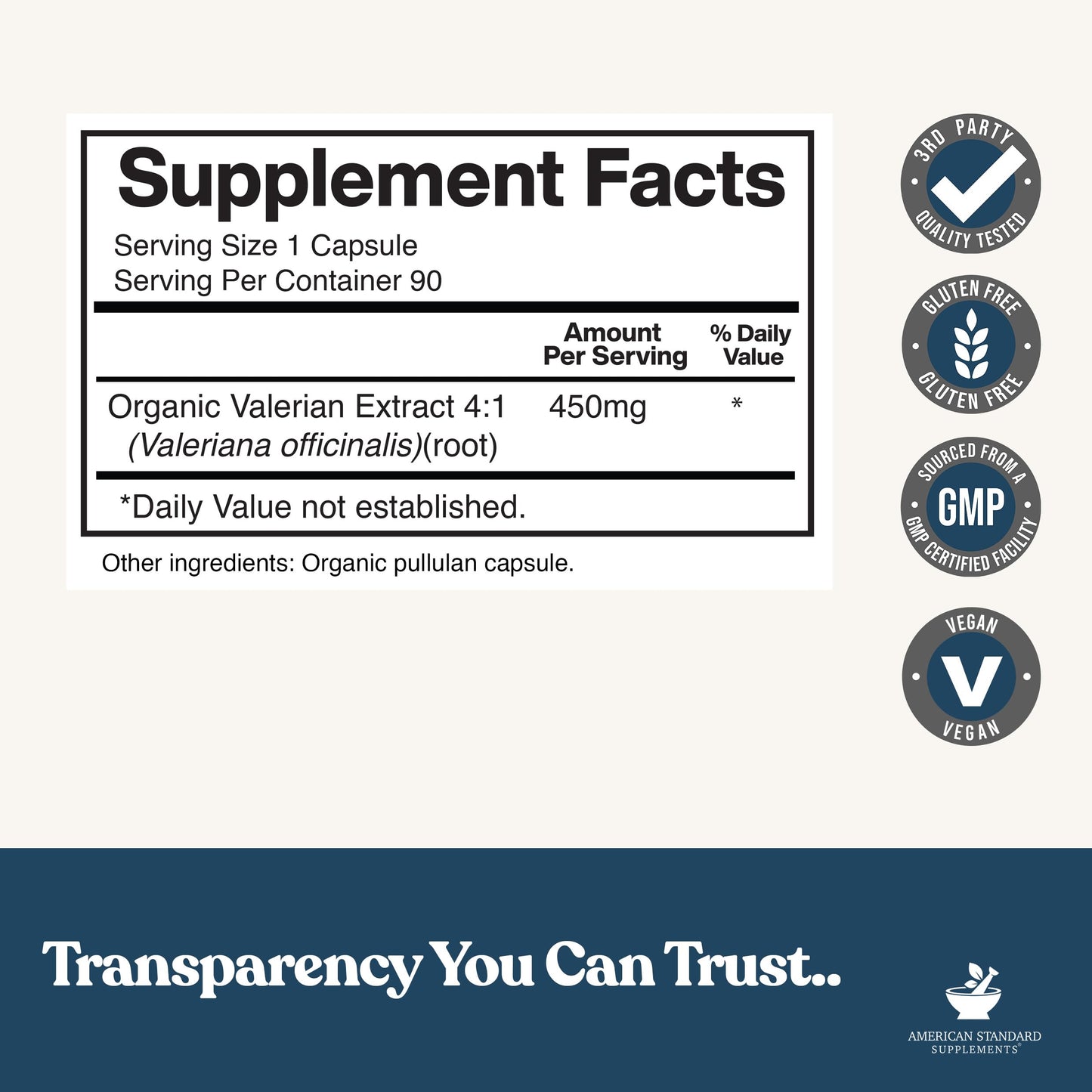 American Standard Organic Valerian – 90 Capsules, Pack of 2 | Vegan, Gluten Free, Non-GMO