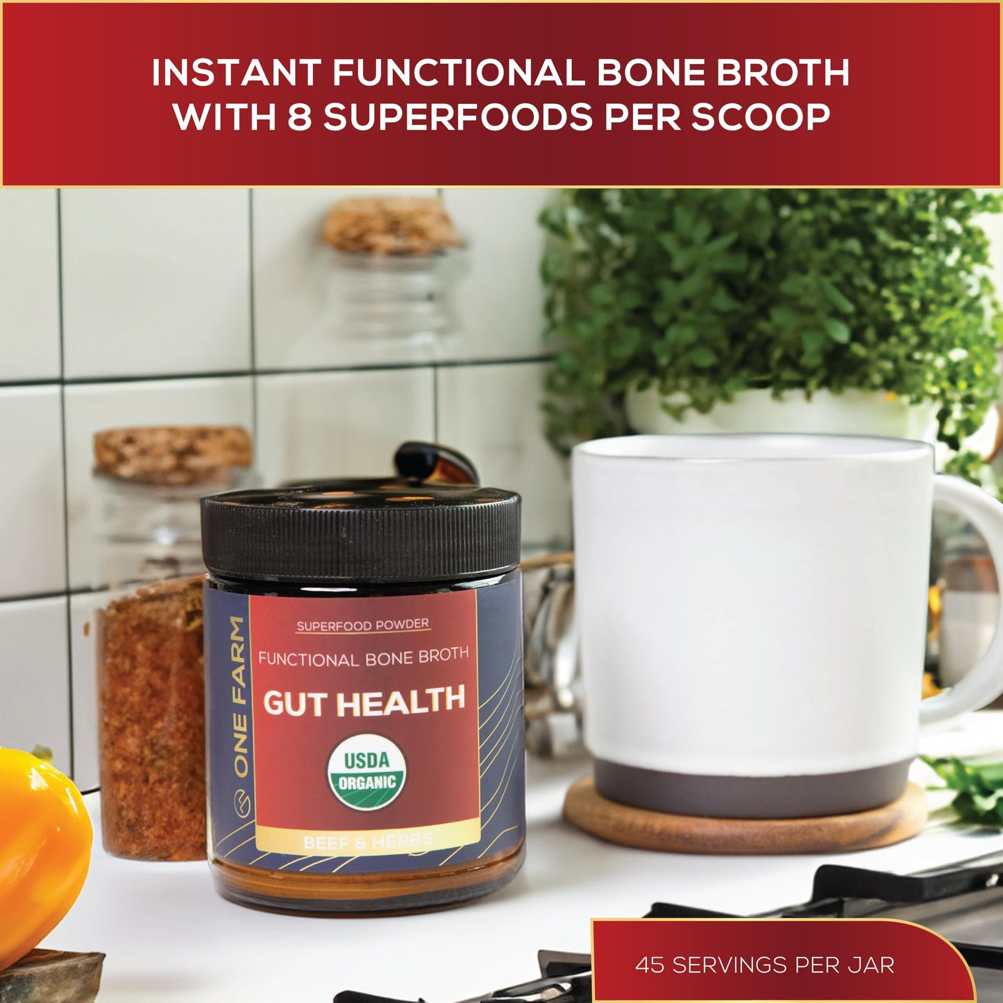 One Farm Gut Health Superfood Powder – Organic Prebiotic Blend