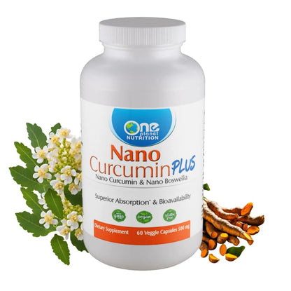 One Planet Nutrition Nano Curcumin Plus Capsules 500 mg, 60 Count | High Absorption Turmeric & Boswellia | Vegan Gluten Free