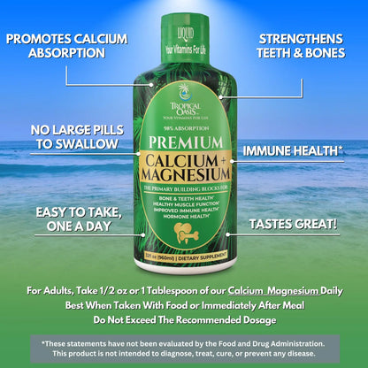 Tropical Oasis Liquid Calcium Magnesium – 98% Absorption – 32 Fl Oz (64 Serv) BritishVita | Premium UK Vitamins & Wellness Supplements