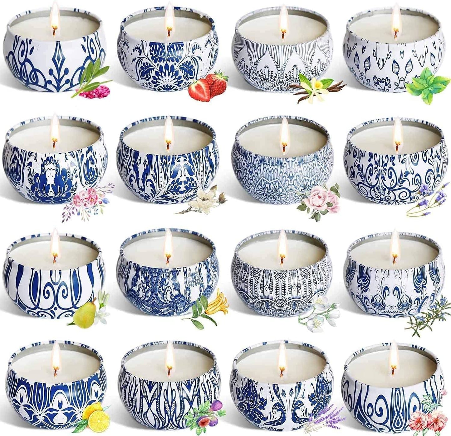 Onebird 16-Scented Candle Gift Set | Pure Soy Wax Aromatherapy