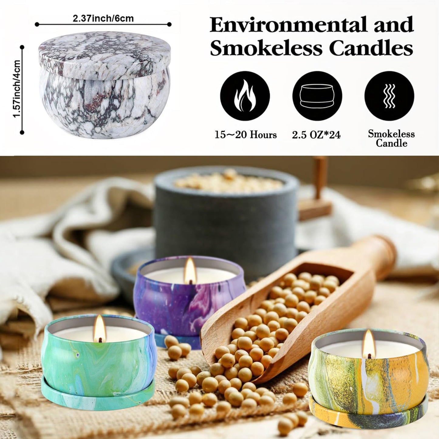 Onebird 24-Piece Scented Candle Gift Set | 100% Soy Wax Aromatherapy Candles