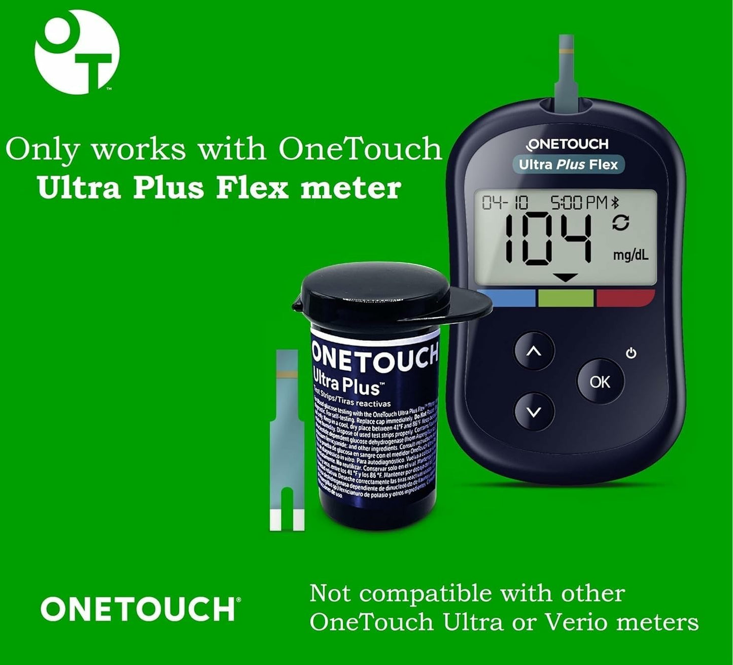 OneTouch Ultra Plus Flex Test Strips – 120 Count for Ultra Plus Flex Meter