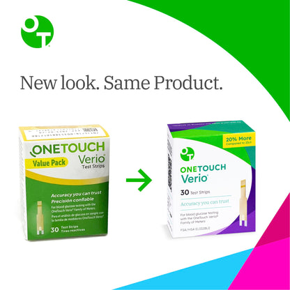 OneTouch Verio Test Strips Value Pack – 180 Count, 6 Boxes, No Coding