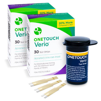OneTouch Verio Test Strips 60-Count Value Pack (2 Boxes) – Home Glucose Testing