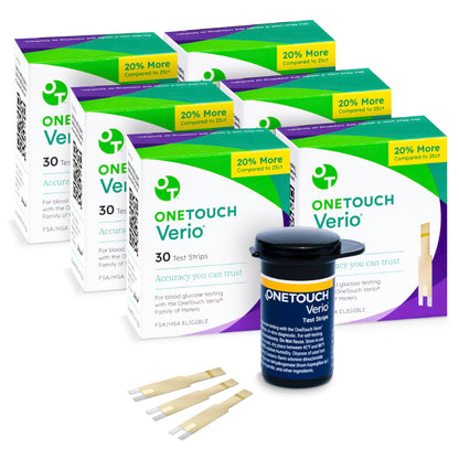OneTouch Verio Test Strips Value Pack – 180 Count, 6 Boxes, No Coding