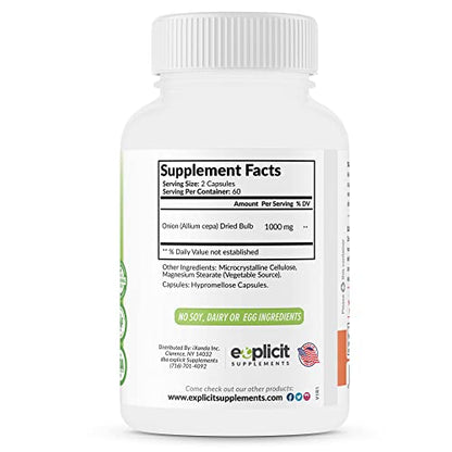 All Natural Onion Extract 1000mg - Dried Allium Cepa | 120 Capsules (Pack of 2)