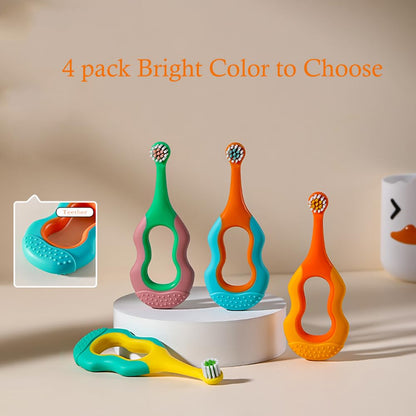 onluckdeer Baby Toothbrush – Soft Bristles, Calabash Handle, 0-3 Years, 4 Pack