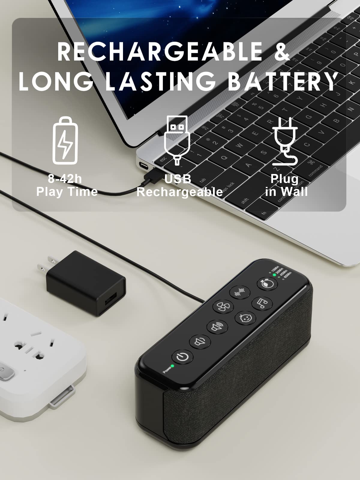 OnLyee Portable White Noise Machine – 42 Sounds for Sleep & Focus, Rechargeable Travel Companion