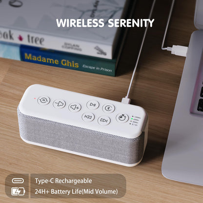 OnLyee White Noise Sound Machine with Bluetooth Speaker – 15 Soothing Sounds, Auto-Off Timer, 3000mAh Battery