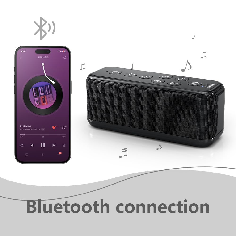 OnLyee Sound Machine with Bluetooth Speaker – Rechargeable White Noise & Sleep Aid