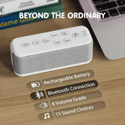 OnLyee White Noise Sound Machine with Bluetooth Speaker – 15 Soothing Sounds, Auto-Off Timer, 3000mAh Battery