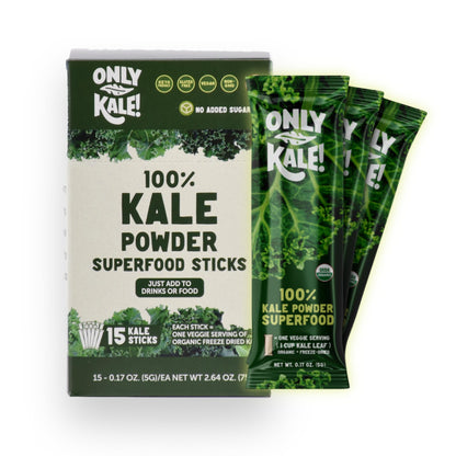 OnlyKale Kale Powder – 1 Month Supply (15 Sticks) – Organic Green Superfood | USDA Organic
