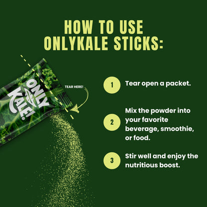 OnlyKale Kale Powder – 1 Month Supply (15 Sticks) – Organic Green Superfood | USDA Organic