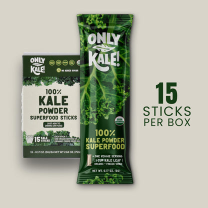 OnlyKale Kale Powder – 1 Month Supply (15 Sticks) – Organic Green Superfood | USDA Organic