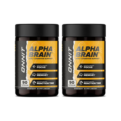 ONNIT Alpha Brain Nootropic for Men & Women | Memory, Mental Clarity & Focus | Non-GMO IGEN | 90 Count Pack of 2 (180 Total Capsules)