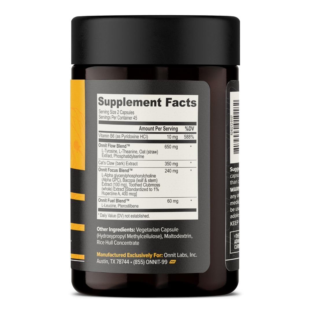 ONNIT Alpha Brain Nootropic for Men & Women | Memory, Mental Clarity & Focus | Non-GMO IGEN | 90 Count Pack of 2 (180 Total Capsules)