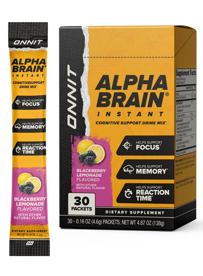 ONNIT Alpha BRAIN Instant Nootropic Drink Mix – Blackberry Lemonade, 30 Packets