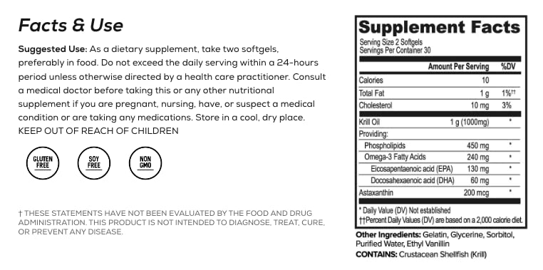 ONNIT Antarctic Krill Oil Soft Gels – IGEN Non-GMO, Omega-3s & Phospholipids