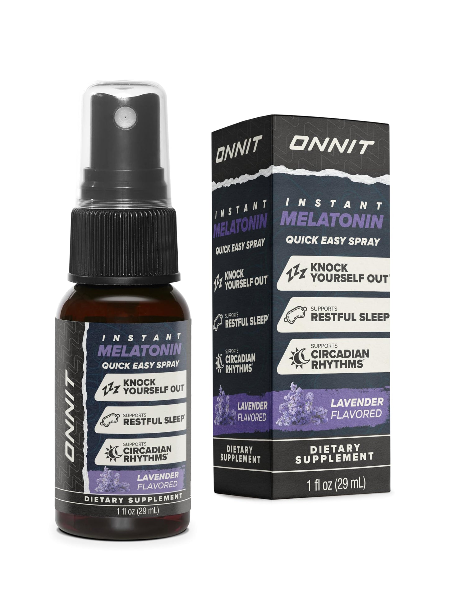ONNIT Melatonin Liquid Sleep Support Spray – 3 mg per Spray, Lavender Flavor, 1 fl oz | IGEN Non-GMO Tested