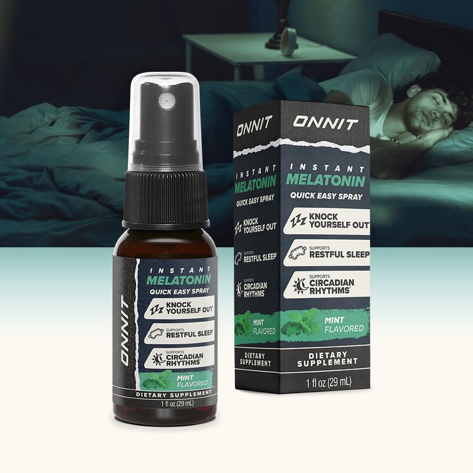 ONNIT Melatonin Instant Spray – 3 mg per Spray, Mint Flavor, IGEN Non-GMO Tested, 1 fl oz