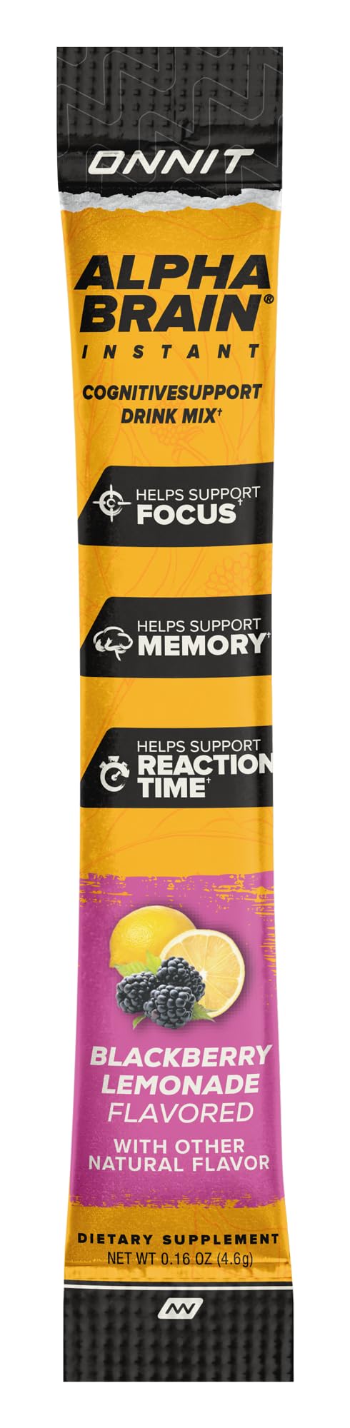 ONNIT Alpha BRAIN Instant Nootropic Drink Mix – Blackberry Lemonade, 30 Packets