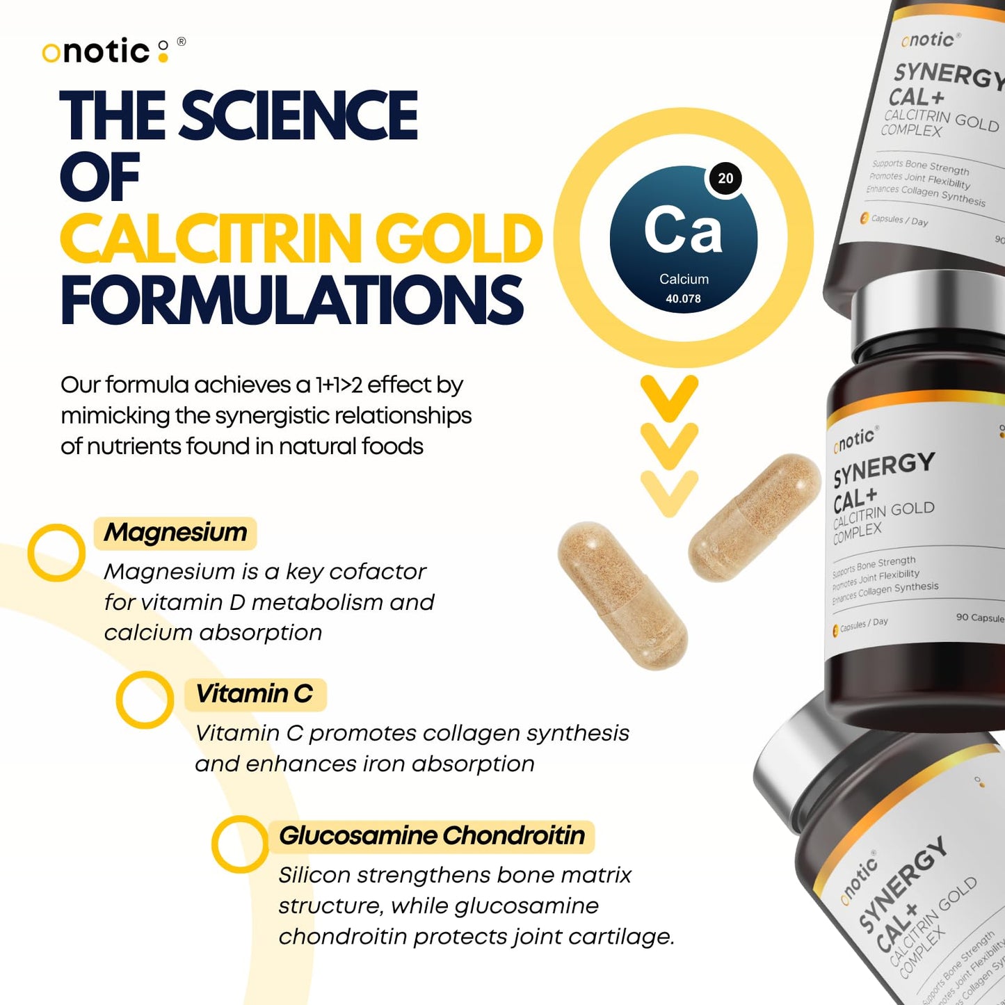 ONOTIC Calcitrin Gold Capsules – 8-in-1 Bone and Joint Support, 90 Caps