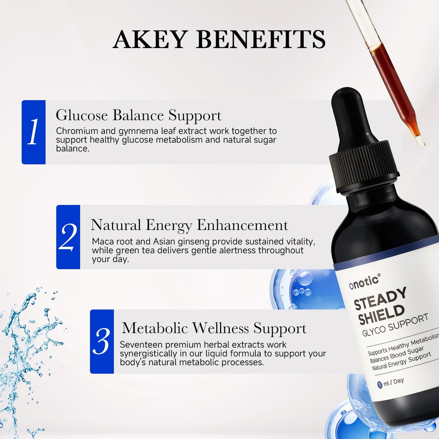 ONOTIC Glyco Support Steady Shield Drops – 17-in-1 Herbal Blood Sugar Health (60 ml) | Vegan, Non-GMO, Gluten Free