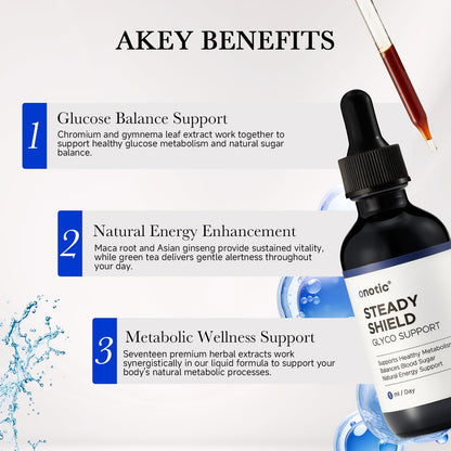 ONOTIC Glyco Support Steady Shield Drops – 17-in-1 Herbal Blood Sugar Health (60 ml) | Vegan, Non-GMO, Gluten Free