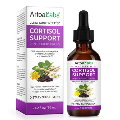 Onznoz 10-in-1 Cortisol Reducer Liquid Drops for Hormonal Balance – Magnesium, Ashwagandha & L-Theanine (2.02 fl oz)