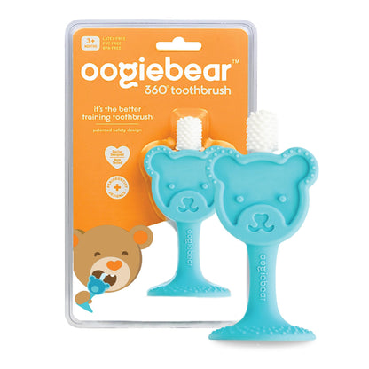 oogiebear Infant-to-Toddler Teether Toothbrush – 0-2 Years | 360° Soft Silicone, Teddy Bear Design