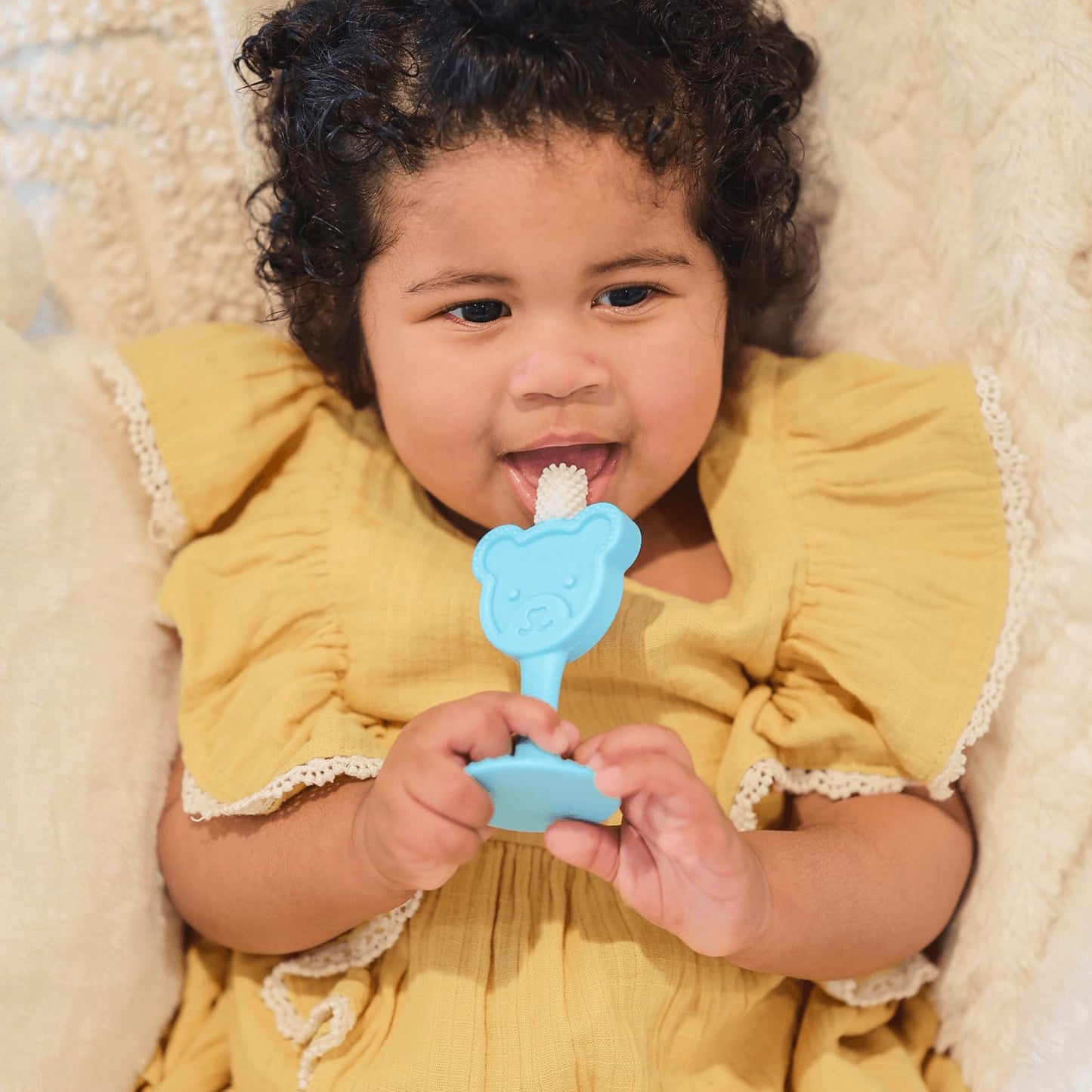 oogiebear Infant-to-Toddler Teether Toothbrush – 0-2 Years | 360° Soft Silicone, Teddy Bear Design
