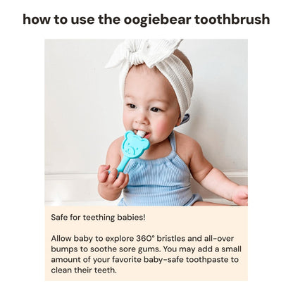 oogiebear Infant-to-Toddler Teether Toothbrush – 0-2 Years | 360° Soft Silicone, Teddy Bear Design
