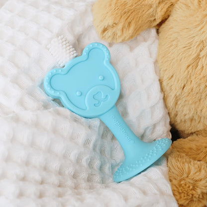 oogiebear Infant-to-Toddler Teether Toothbrush – 0-2 Years | 360° Soft Silicone, Teddy Bear Design