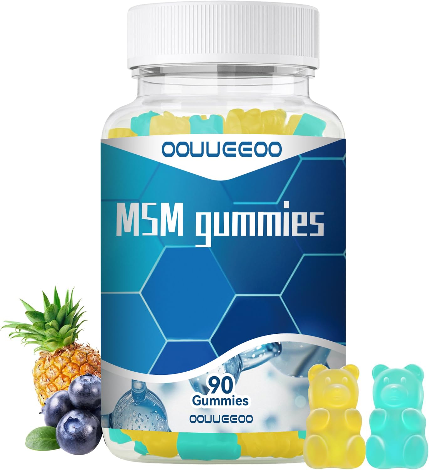 OOUUEEOO MSM 2000mg – Joint Support, Hair, Skin & Nails Gummies (Sulfur) – Blueberry Pineapple