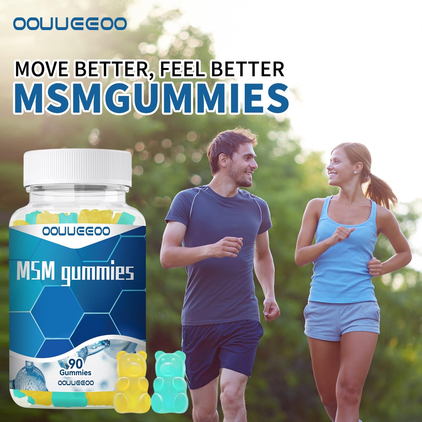 OOUUEEOO MSM 2000mg – Joint Support, Hair, Skin & Nails Gummies (Sulfur) – Blueberry Pineapple