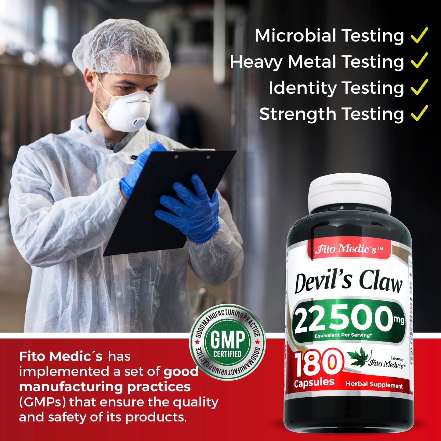 FITO MEDIC'S Lab Devils Claw 180 Capsules – Harpagophytum Procumbens | Ultra High Absorption