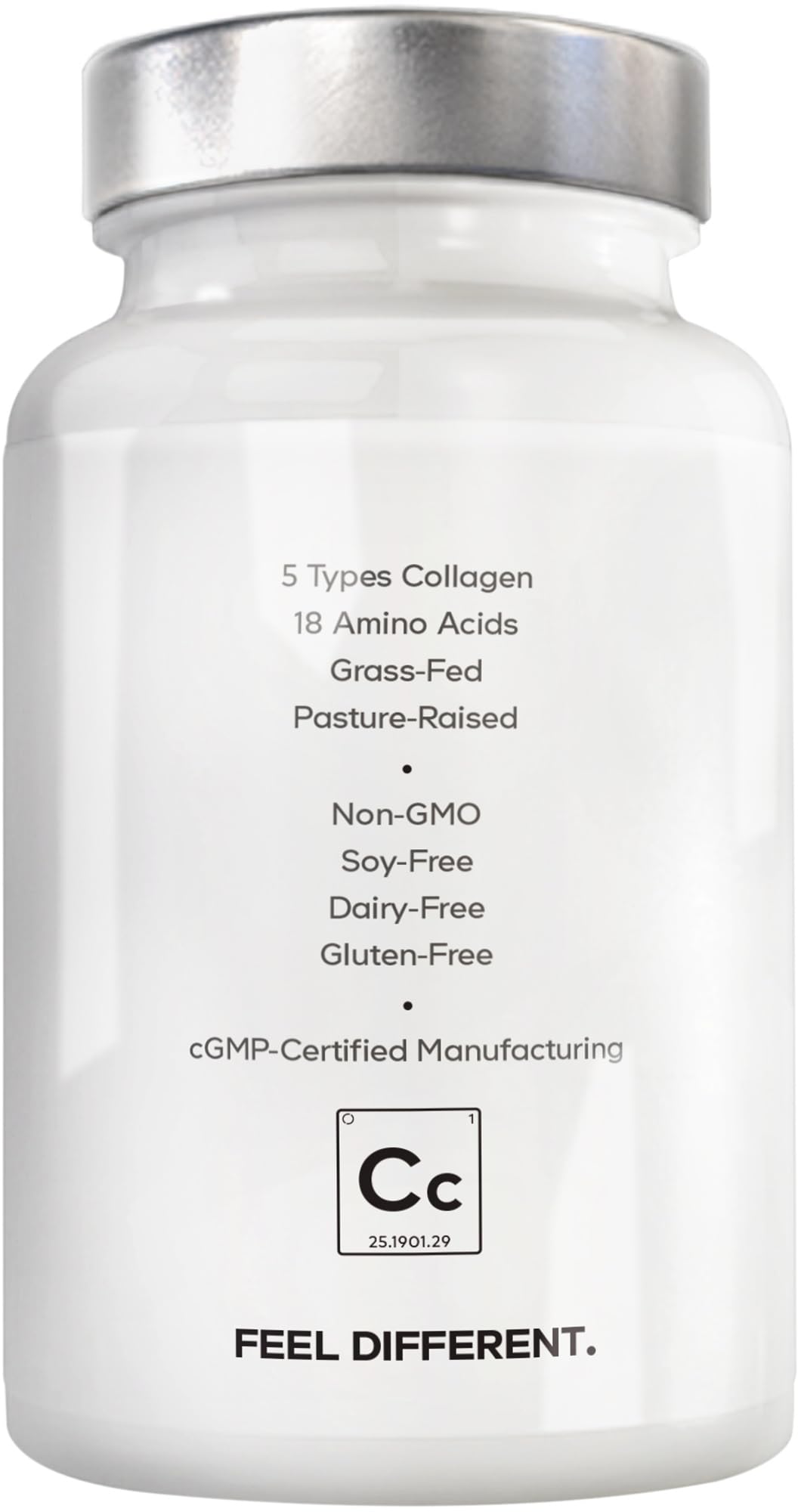 Amen Multi Collagen Peptides Capsules | 5 Types I-II-III-V-X + Hyaluronic Acid & Vitamin C | Grass-Fed, 90 Capsules