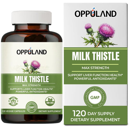 Oppuland Milk Thistle Capsules – 250mg Liver Detox & Liver Health Support | 120 Day Supply