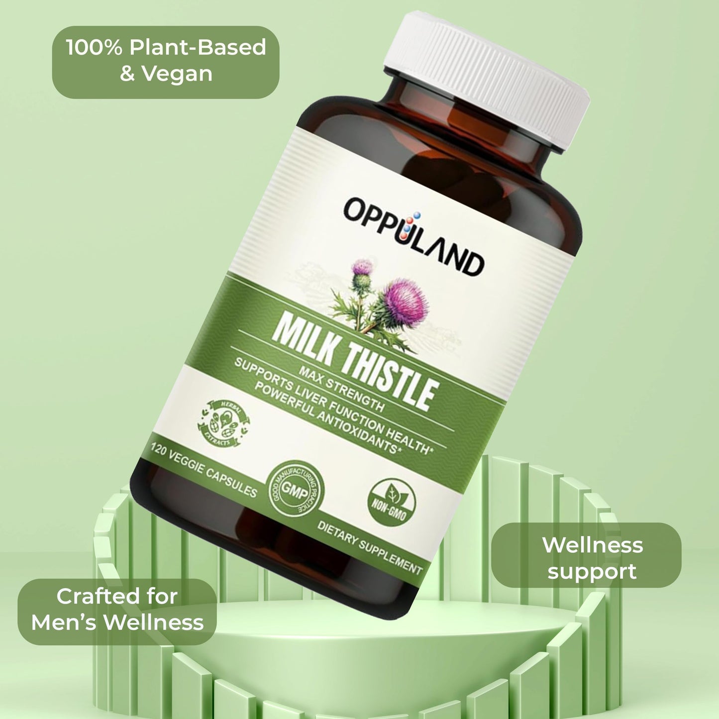 Oppuland Milk Thistle Capsules – 250mg Liver Detox & Liver Health Support | 120 Day Supply