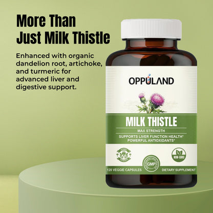 Oppuland Milk Thistle Capsules – 250mg Liver Detox & Liver Health Support | 120 Day Supply