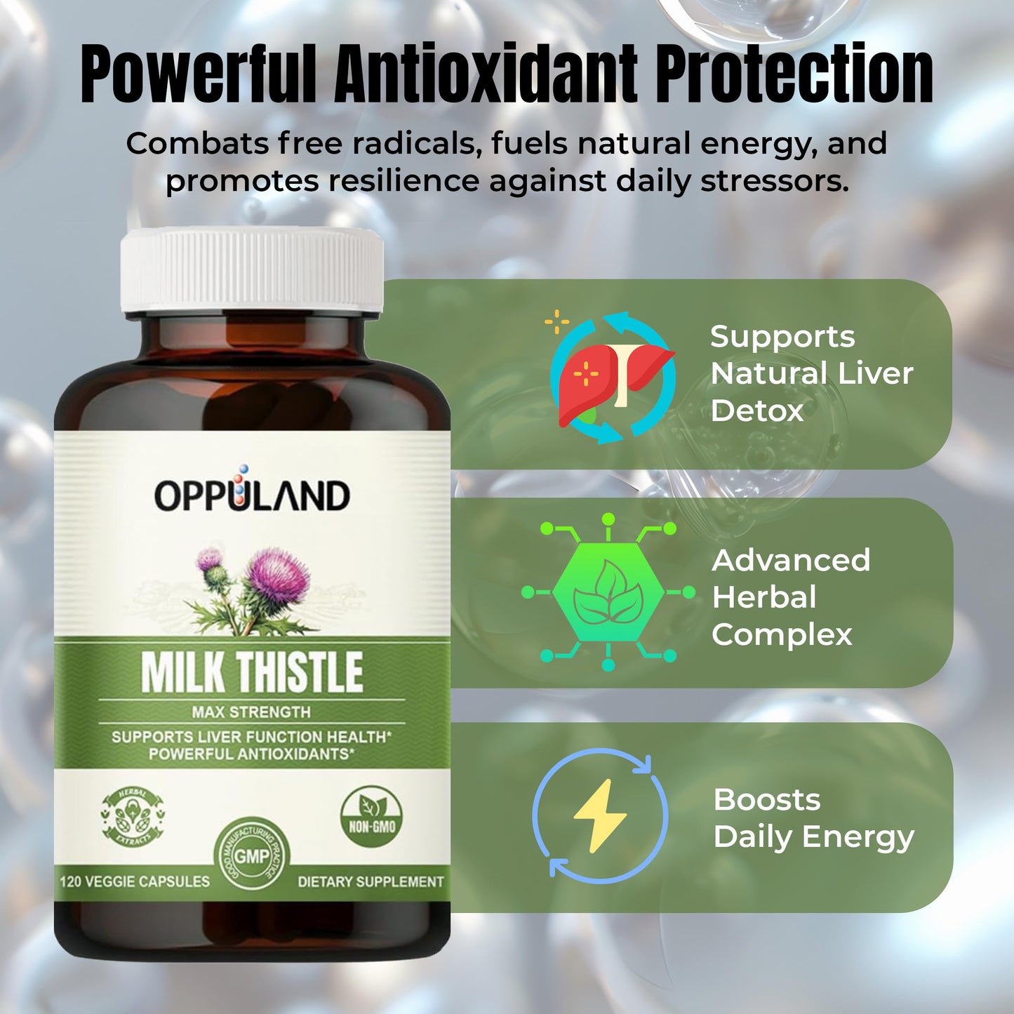 Oppuland Milk Thistle Capsules – 250mg Liver Detox & Liver Health Support | 120 Day Supply