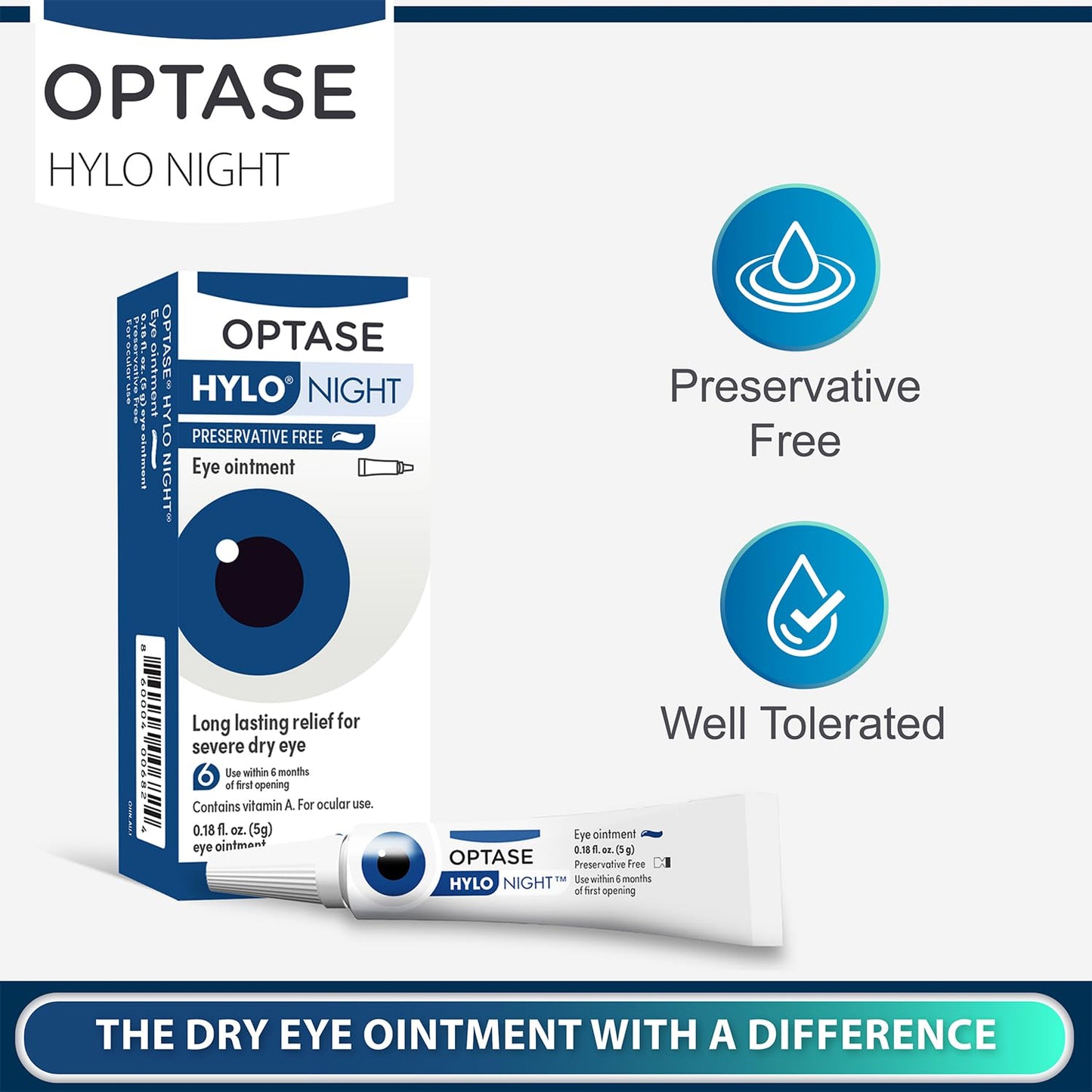 Optase HYLO Night Eye Ointment - .18 oz | Overnight Eye Lubricant