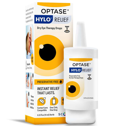 Optase HYLO Relief Dry Eye Drops – Preservative-Free, 0.33 fl oz, 300 Doses, Contact Lens Compatible