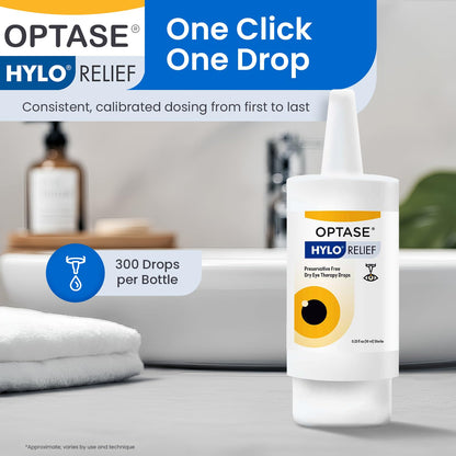 Optase HYLO Relief Dry Eye Drops – Preservative-Free, 0.33 fl oz, 300 Doses, Contact Lens Compatible