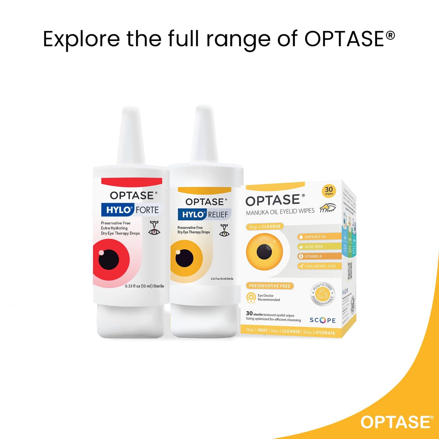 Optase HYLO Relief Dry Eye Drops – Preservative-Free, 0.33 fl oz, 300 Doses, Contact Lens Compatible