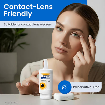Optase HYLO Relief Dry Eye Drops – Preservative-Free, 0.33 fl oz, 300 Doses, Contact Lens Compatible